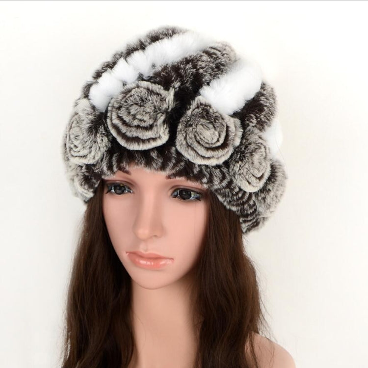 Real Rabbit Fur Grass Pineapple Hat Korean Version of the Women's Warm Earmuffs