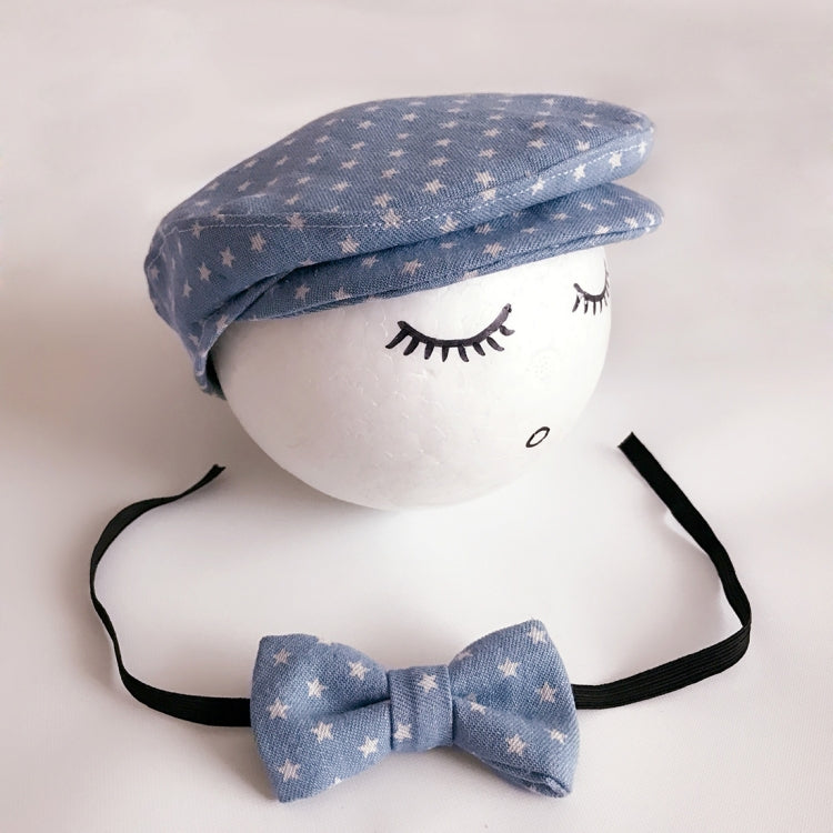 Newborn Baby Photography Props Photo Shoot Outfits Infant Cap Cabbie Hat with Bowtie Set