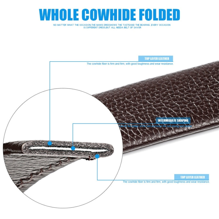 Men Casual Cow Leather Belt Waistband with Buckle Head, Length: 115cm