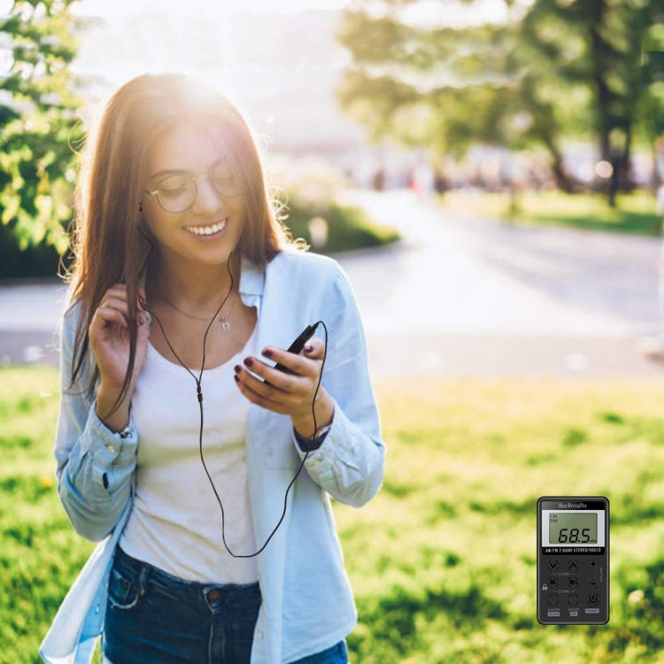 HRD-103 FM + AM Two Band Portable Radio with Lanyard & Headset