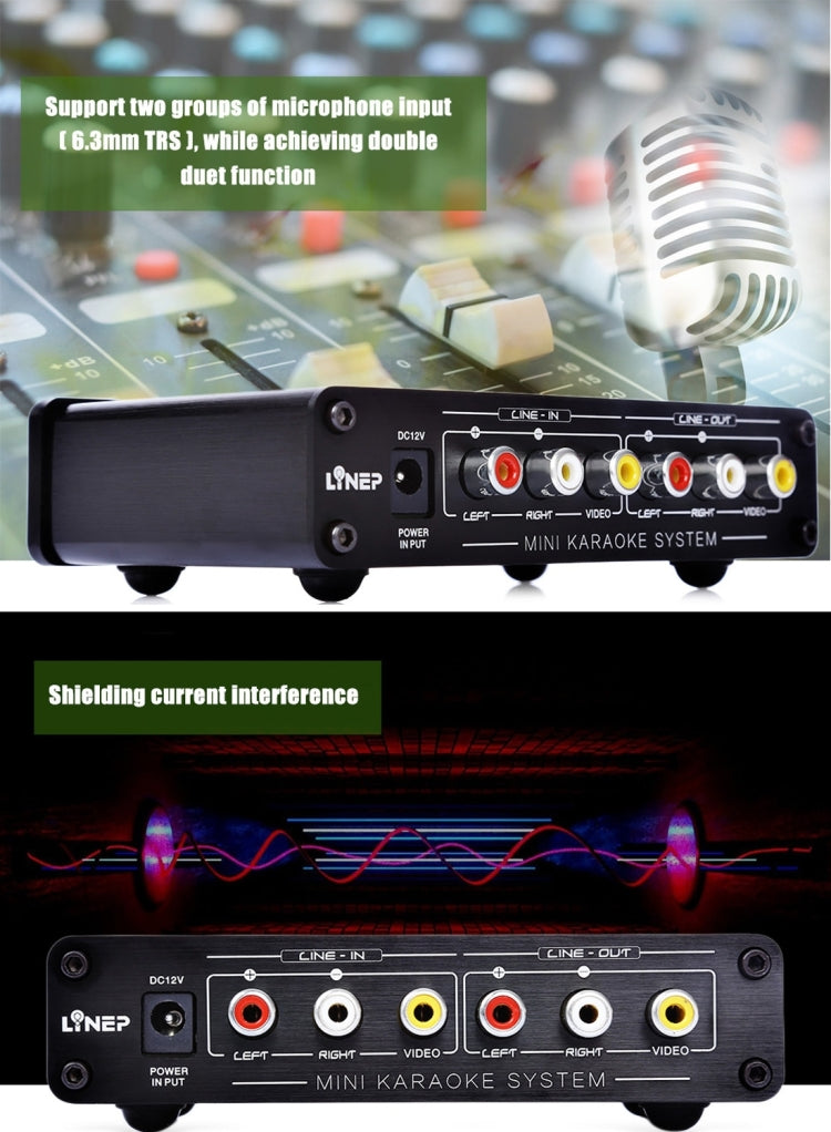 A933 Mini Karaoke Machine System Sound Mixer Amplifier for PC / TV / Mobile Phones, Support RCA in / 2 Channel Mic in