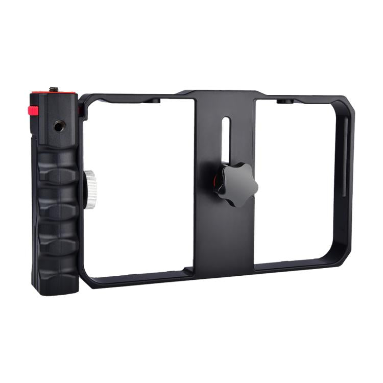 YLG0901B Vlogging Live Broadcast Smartphone Plastic Cage Video Rig Filmmaking Recording Handle Stabilizer Bracket for iPhone, Galaxy, Huawei, Xiaomi, HTC, LG, Google, and Other Smartphones