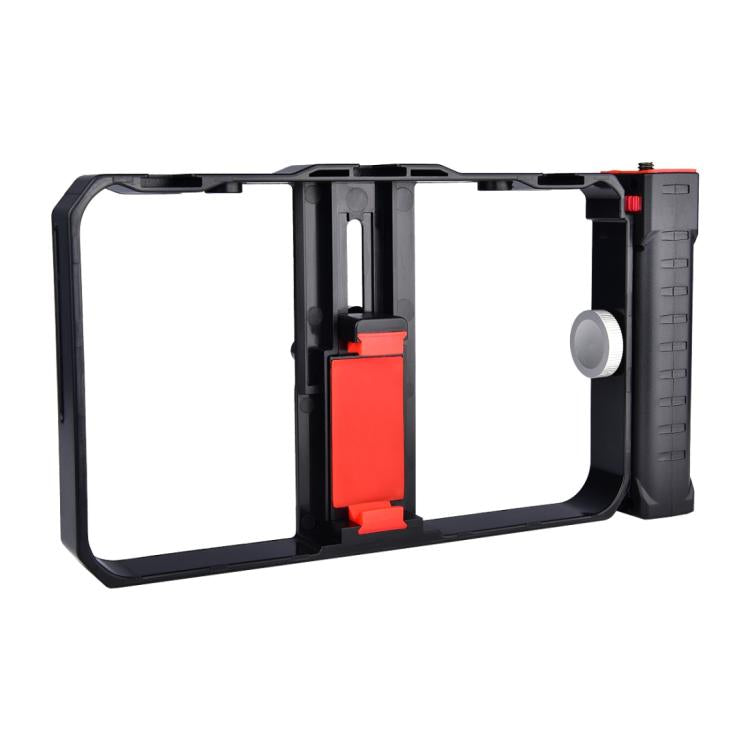 YLG0901B Vlogging Live Broadcast Smartphone Plastic Cage Video Rig Filmmaking Recording Handle Stabilizer Bracket for iPhone, Galaxy, Huawei, Xiaomi, HTC, LG, Google, and Other Smartphones