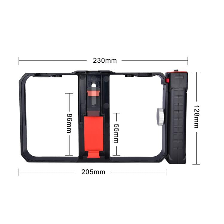 YLG0901B Vlogging Live Broadcast Smartphone Plastic Cage Video Rig Filmmaking Recording Handle Stabilizer Bracket for iPhone, Galaxy, Huawei, Xiaomi, HTC, LG, Google, and Other Smartphones