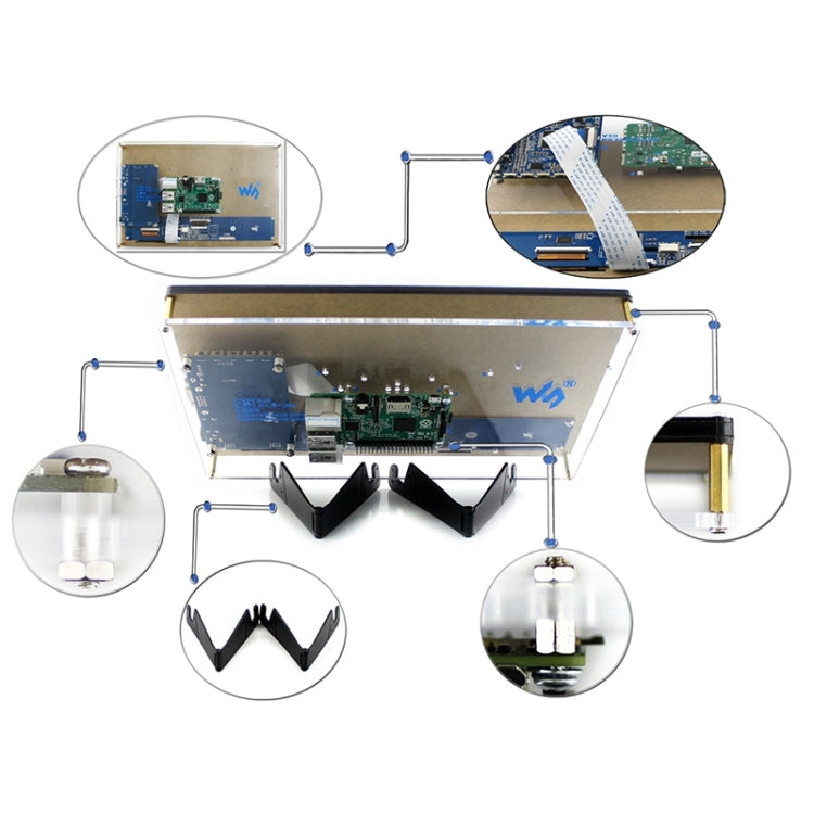 WAVESHARE 10.1inch Resistive Touch Screen LCD, HDMI interface with Case, Supports Multi mini-PCs, 10.1inch HDMI LCD (H) (with case)