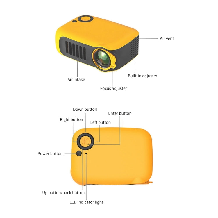 A2000 Portable Projector 800 Lumen LCD Home Theater Video Projector, Support 1080P, UK Plug, UK Plug