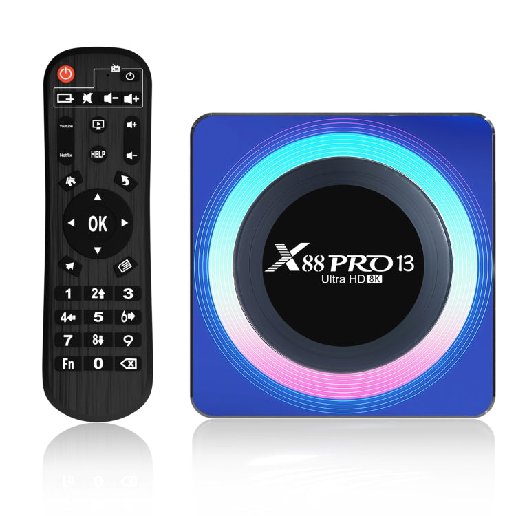 Acrylic X88 Pro 13 8K Ultra HD Android 13.0 Smart TV Box with Remote Control, RK3528 Quad-Core, 4G+32GB, 4G+32GB