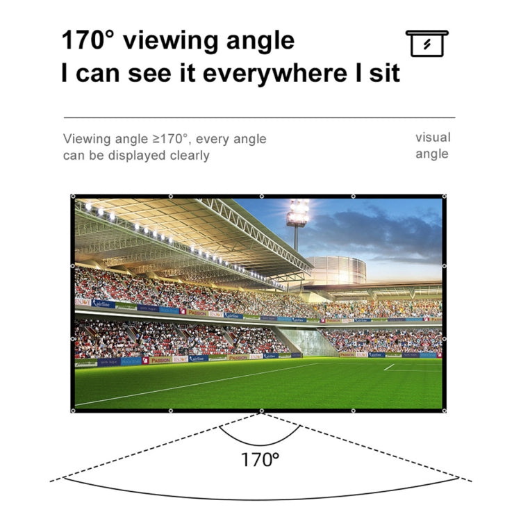 Folding Milk Silk Polyester Projector Film Curtain, 60 inch (16:9) Projection Area: 133 x 75cm, 60 inch (4:3) Projection Area: 120 x 90cm, 72 inch (16:9) Projection Area: 159 x 90cm, 72 inch (4:3) Projection Area: 146 x 110cm                           ...