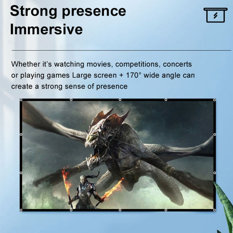 Folding Milk Silk Polyester Projector Film Curtain, 60 inch (16:9) Projection Area: 133 x 75cm, 60 inch (4:3) Projection Area: 120 x 90cm, 72 inch (16:9) Projection Area: 159 x 90cm, 72 inch (4:3) Projection Area: 146 x 110cm                           ...