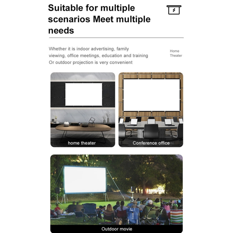 Folding Milk Silk Polyester Projector Film Curtain, 60 inch (16:9) Projection Area: 133 x 75cm, 60 inch (4:3) Projection Area: 120 x 90cm, 72 inch (16:9) Projection Area: 159 x 90cm, 72 inch (4:3) Projection Area: 146 x 110cm                           ...