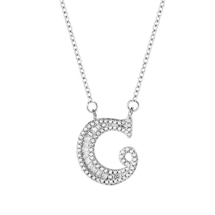 Women Fashion S925 Sterling Silver English Alphabet Pendant Necklace