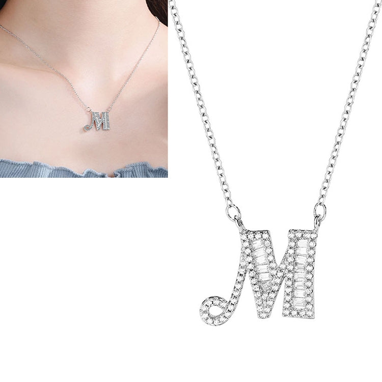 Women Fashion S925 Sterling Silver English Alphabet Pendant Necklace