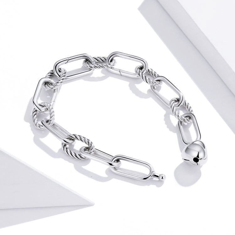 S925 Sterling Silver Paperclip Love Women Bracelet Jewelry