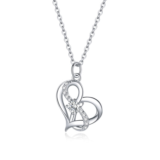S925 Sterling Silver Heart To Heart Women Nacklace Jewelry