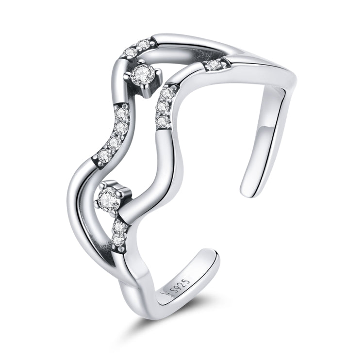 S925 Sterling Silver Galaxy Stars Women Open Ring