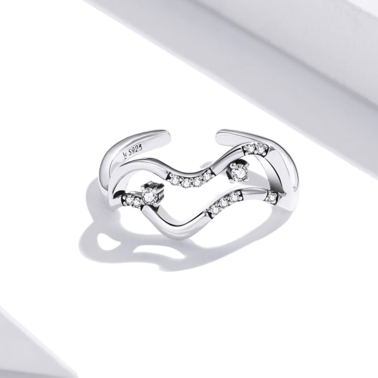 S925 Sterling Silver Galaxy Stars Women Open Ring