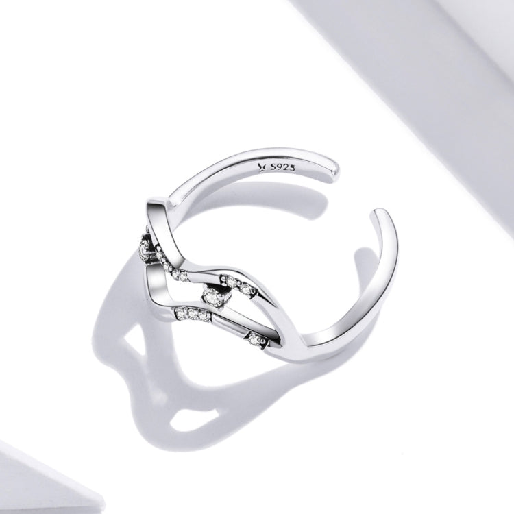 S925 Sterling Silver Galaxy Stars Women Open Ring