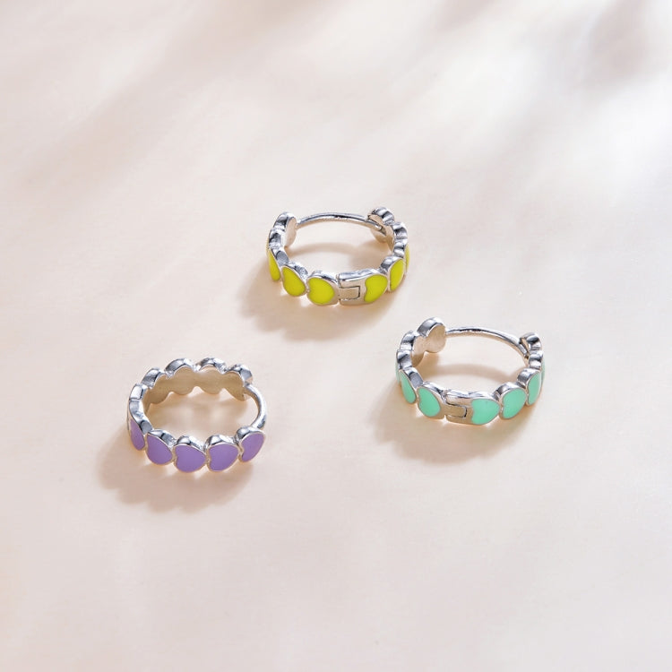 S925 Sterling Silver Heart Dripping Oil Women Earrings