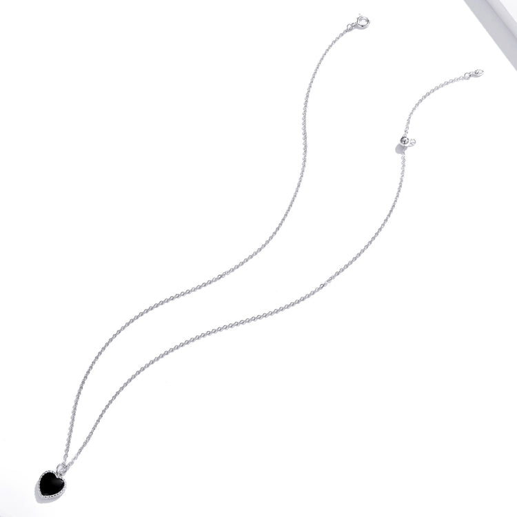 S925 Sterling Silver Black Heart Women Nacklace Jewelry