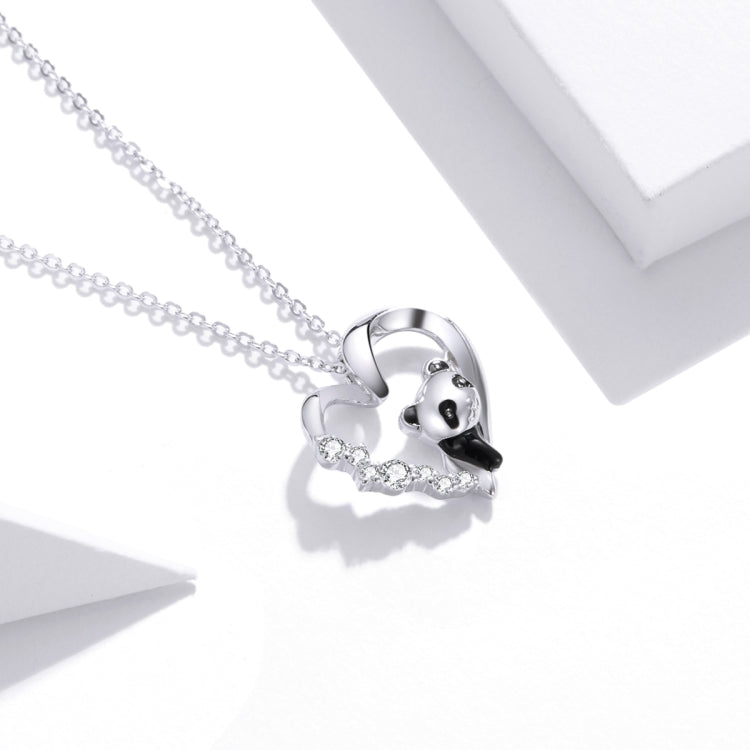 S925 Sterling Silver Heart-shaped Panda Women Nacklace Jewelry