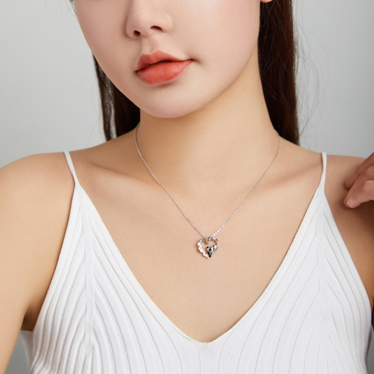 S925 Sterling Silver Heart-shaped Panda Women Nacklace Jewelry