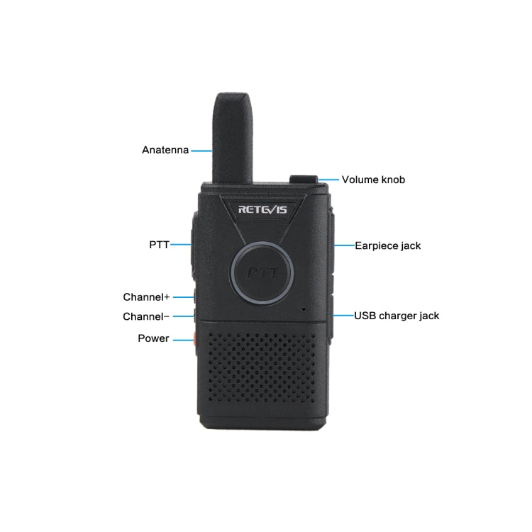 1 Pair RETEVIS RT18 16CHS FRS Dual PTT Handheld Walkie Talkie, US Plug