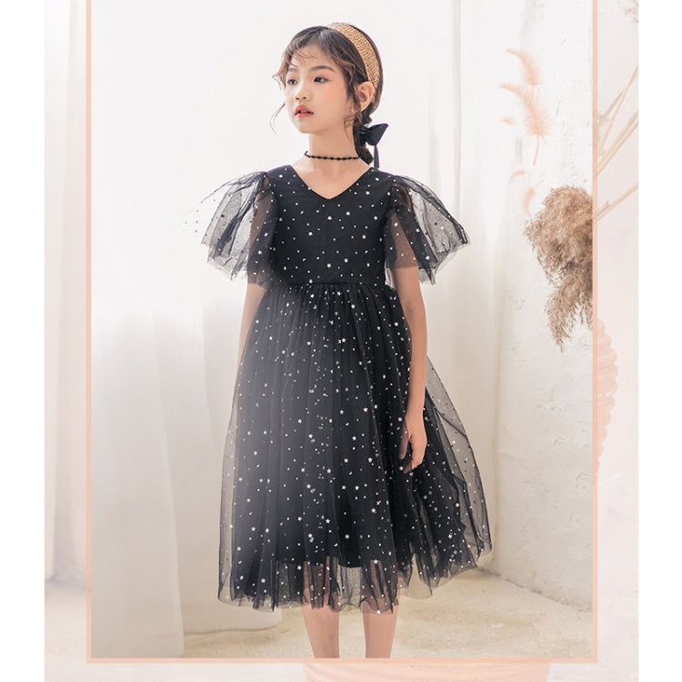 A22101 Girls Summer Star Mesh Princess Dress, 130cm, 170cm