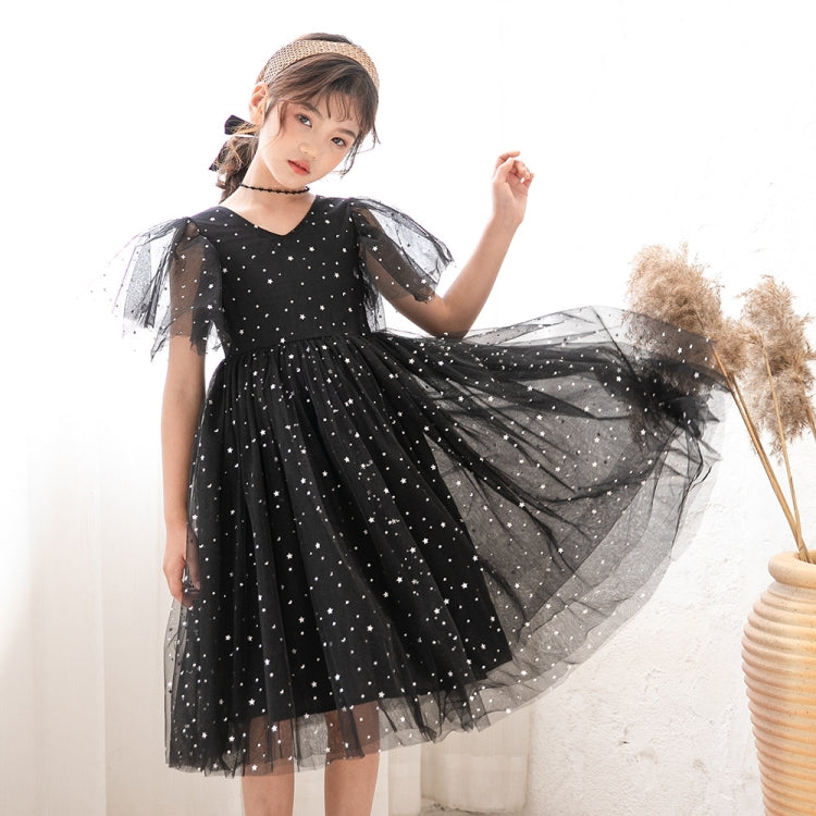 A22101 Girls Summer Star Mesh Princess Dress, 130cm, 170cm