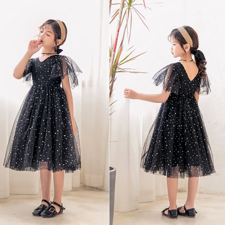 A22101 Girls Summer Star Mesh Princess Dress, 130cm, 170cm
