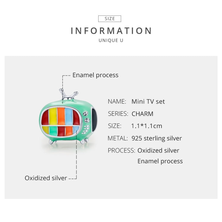 S925 Sterling Silver Mini Color TV Beads DIY Bracelet Necklace Accessories