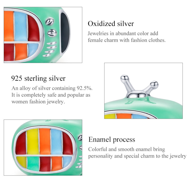 S925 Sterling Silver Mini Color TV Beads DIY Bracelet Necklace Accessories