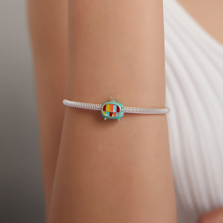 S925 Sterling Silver Mini Color TV Beads DIY Bracelet Necklace Accessories