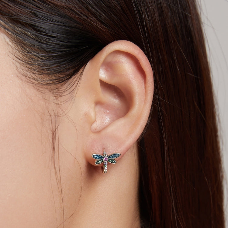 S925 Sterling Silver Vintage Dragonfly Ear Studs Women Earrings