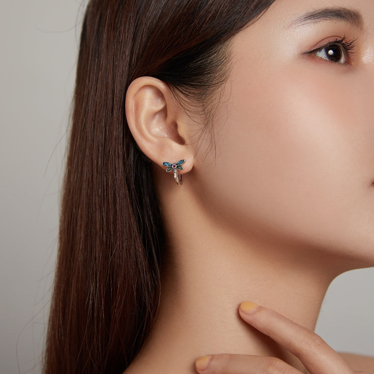 S925 Sterling Silver Vintage Dragonfly Ear Studs Women Earrings