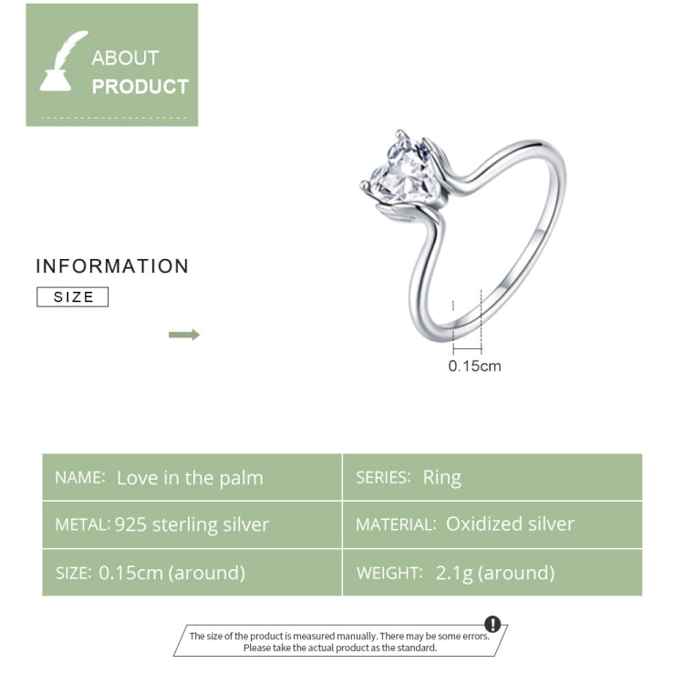 S925 Sterling Silver Love In The Palm Of Your Hand Women Ring, 8
