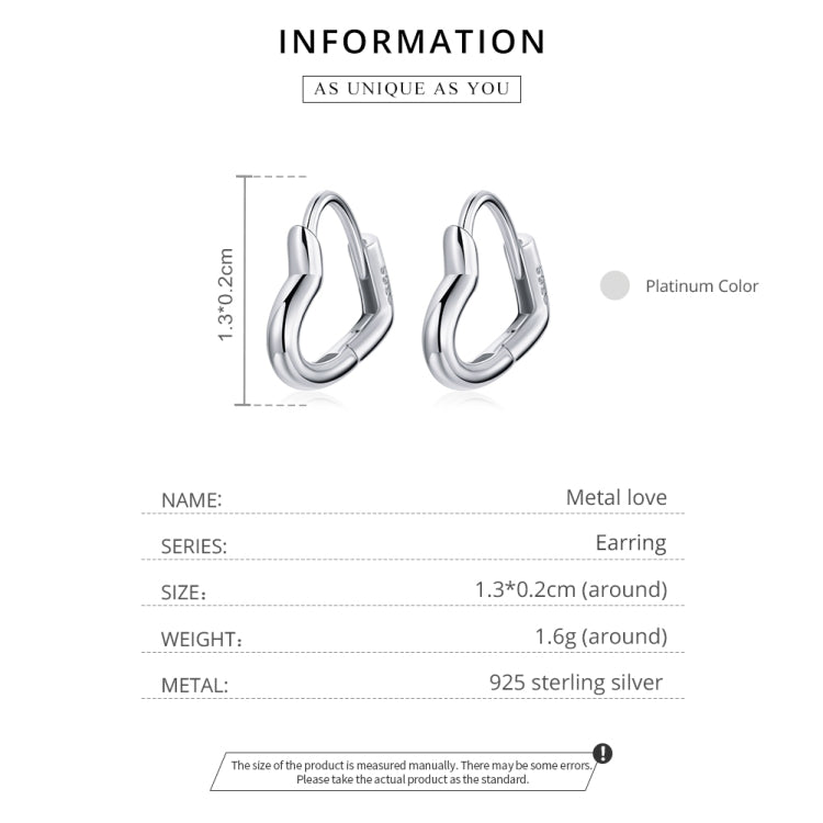 S925 Sterling Silver Heart-shaped Hollow Ear Stud Women Earrings