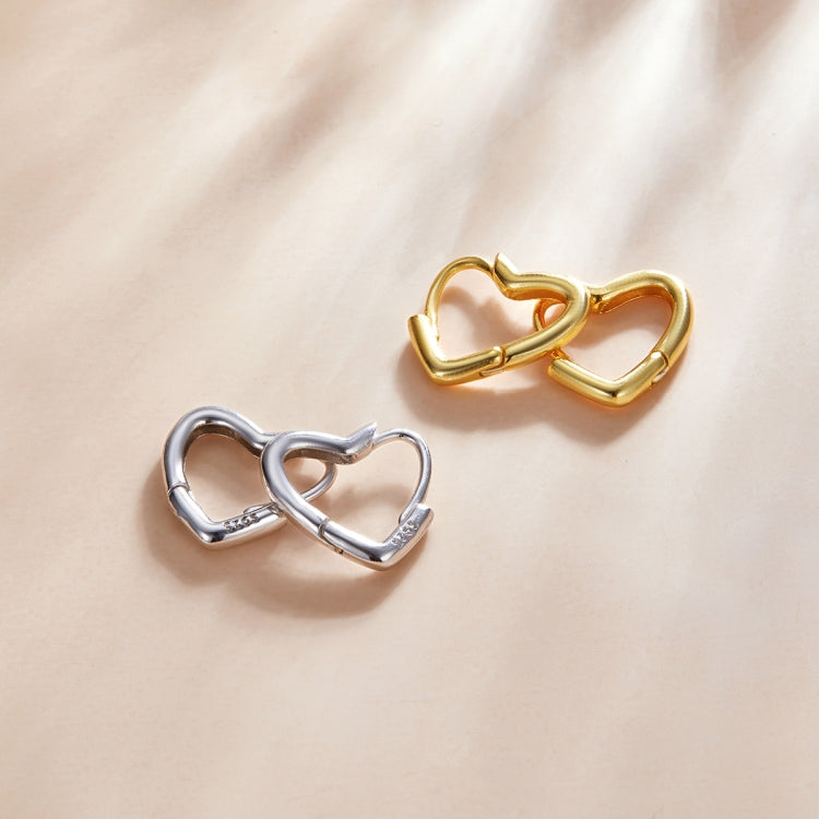 S925 Sterling Silver Heart-shaped Hollow Ear Stud Women Earrings