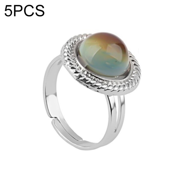 5 PCS Temperature Sensitive Discoloration Adjustable Open Ring