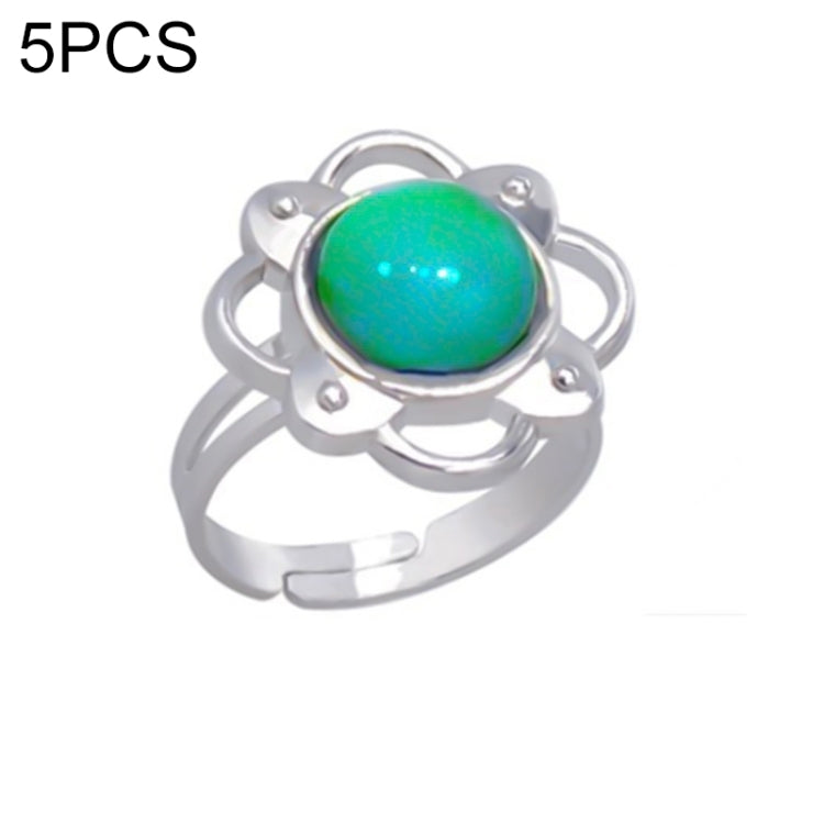 5 PCS Temperature Sensitive Discoloration Adjustable Open Ring