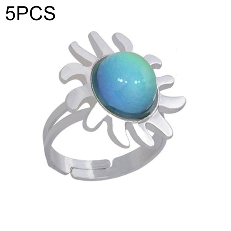 5 PCS Temperature Sensitive Discoloration Adjustable Open Ring