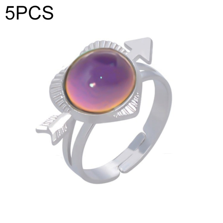 5 PCS Temperature Sensitive Discoloration Adjustable Open Ring