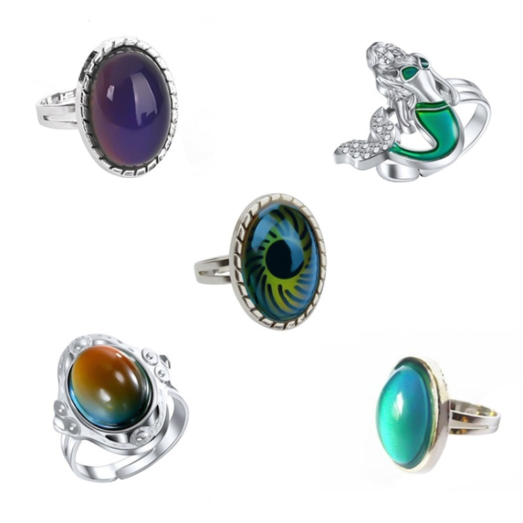 Temperature Sensitive Discoloration Gemstone Adjustable Open Ring