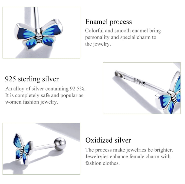S925 Sterling Silver Butterfly Ear Studs Women Earrings