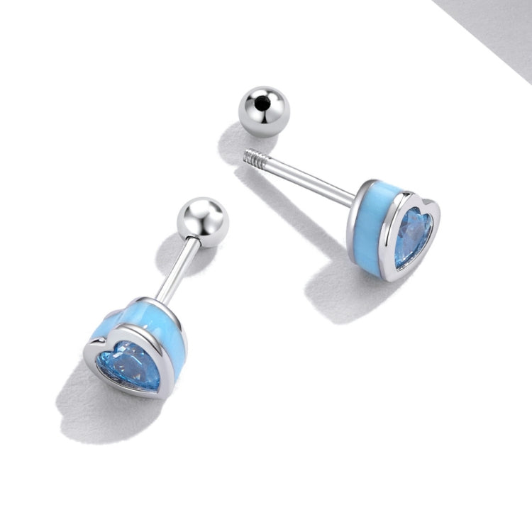 S925 Sterling Silver Heart Zircon Ear Stud Women Earrings