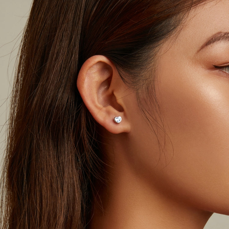 S925 Sterling Silver Heart Zircon Ear Stud Women Earrings