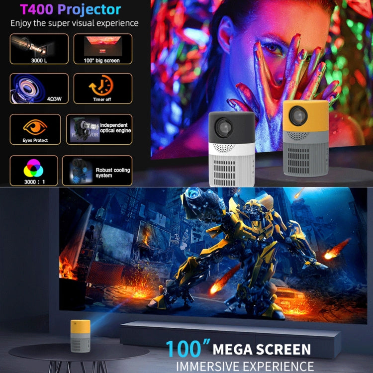 T400 100 inch Screen 3000 Lumens LED Mini Projector, Base Edition, EU Plug, Base Edition, US Plug, Base Edition, UK Plug, Base Edition, AU Plug