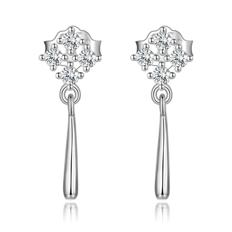 S925 Sterling Silver Bright Ear Stud Women Earrings, Bright(Silver)