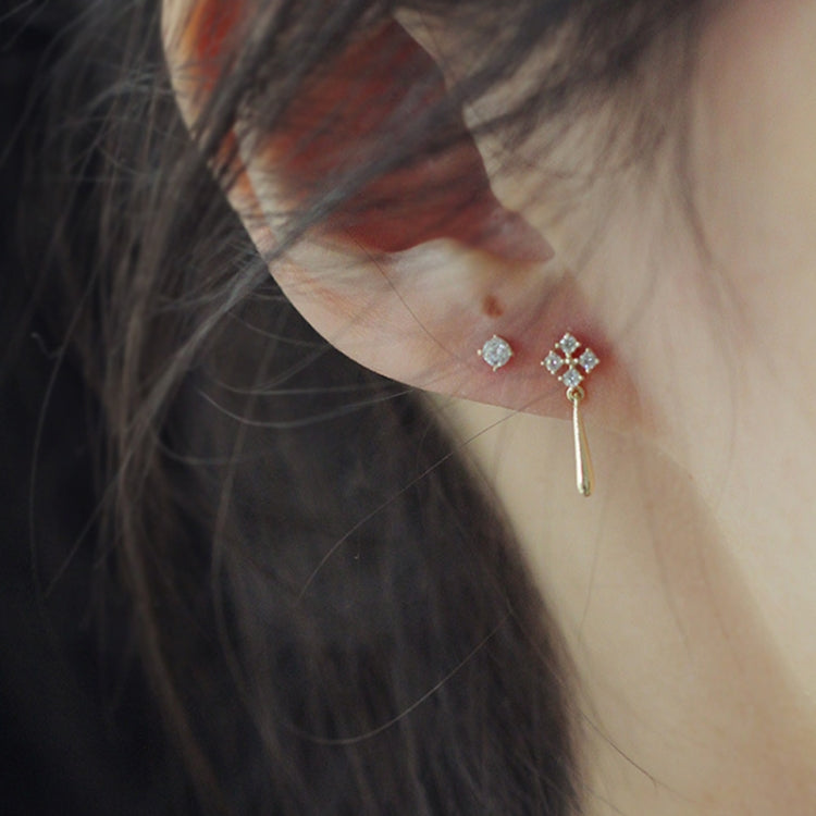 S925 Sterling Silver Bright Ear Stud Women Earrings, Bright(Silver)