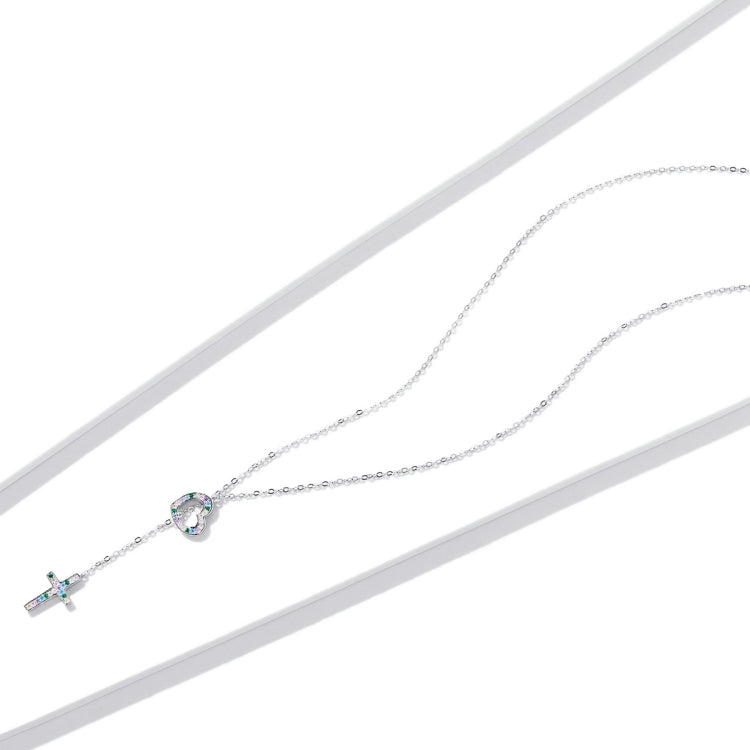 S925 Sterling Silver Heart Cross Women Nacklace Jewelry
