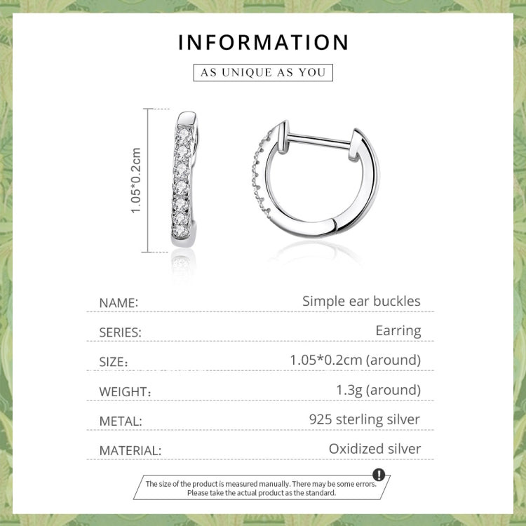 S925 Sterling Silver Simple Ear Buckle Women Earrings